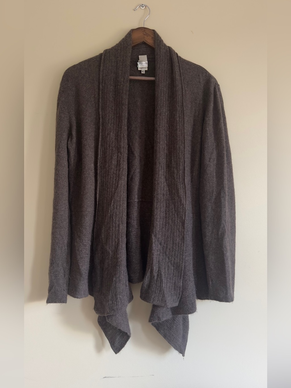 Rino Rossi 100% Cashmere Open Shawl Knit Cardigan in Oak Brown